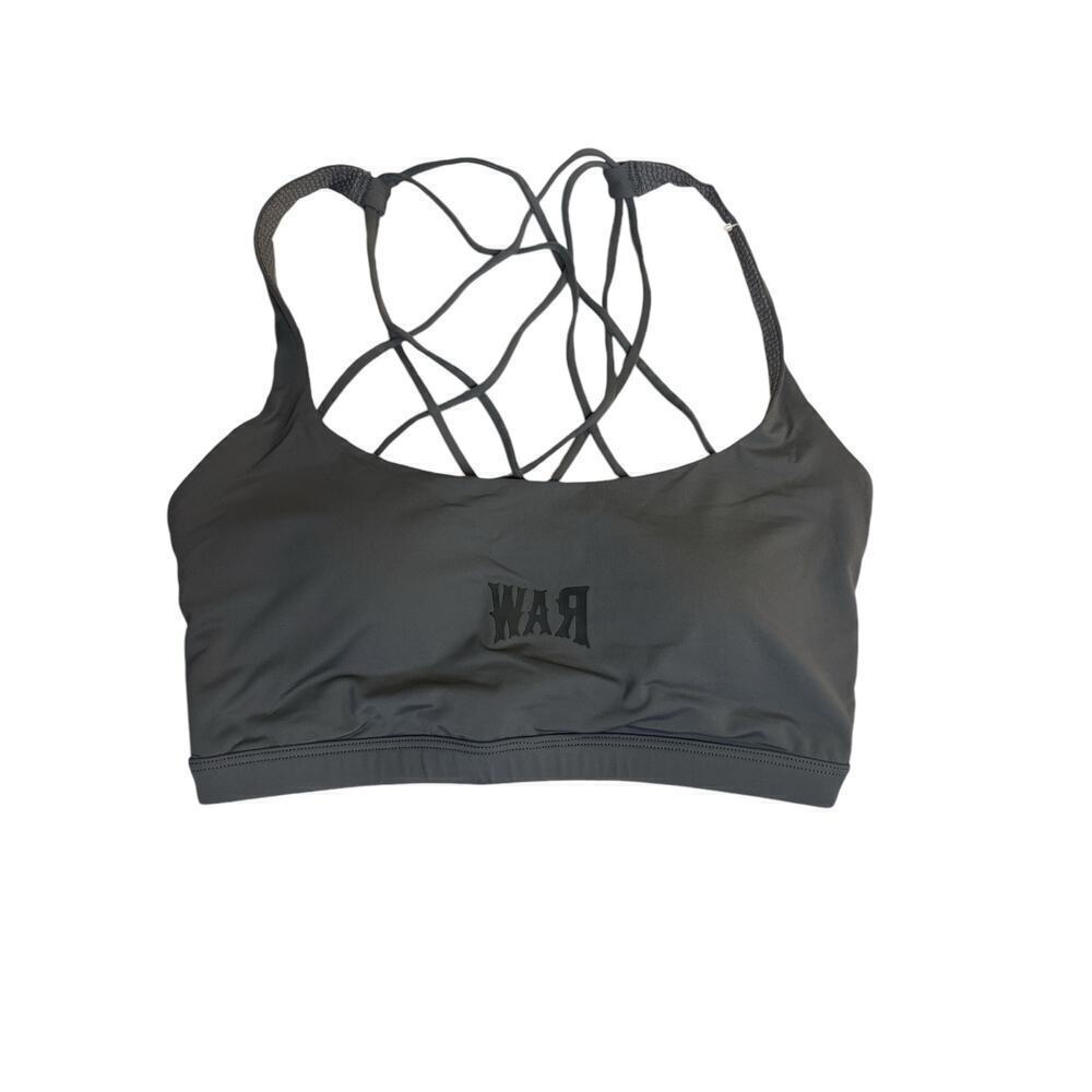 Rawgear Women's Double Cross Back Athletic Fitness War Sport Bra Size S Gray NWT